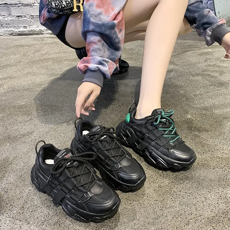 

Black Sneakers Women Shoes Platform Sneakers Vulcanized Shoes Chunky Trainers Women Casual Dad Shoes Tenis