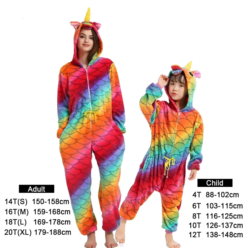 

Boys Girls Kigurumi Pajama Sets Panda Unicorn Pajamas For Women Pijimas Adults Animal Sleepwear Winter Warm Pyjamas Kids