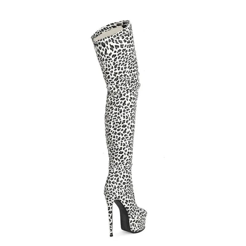 

Olomm New Stylish Handmade Women Thigh High Boots Sexy Stiletto Heels Round Toe Gorgeous White Party Shoes Women US Size 5-13