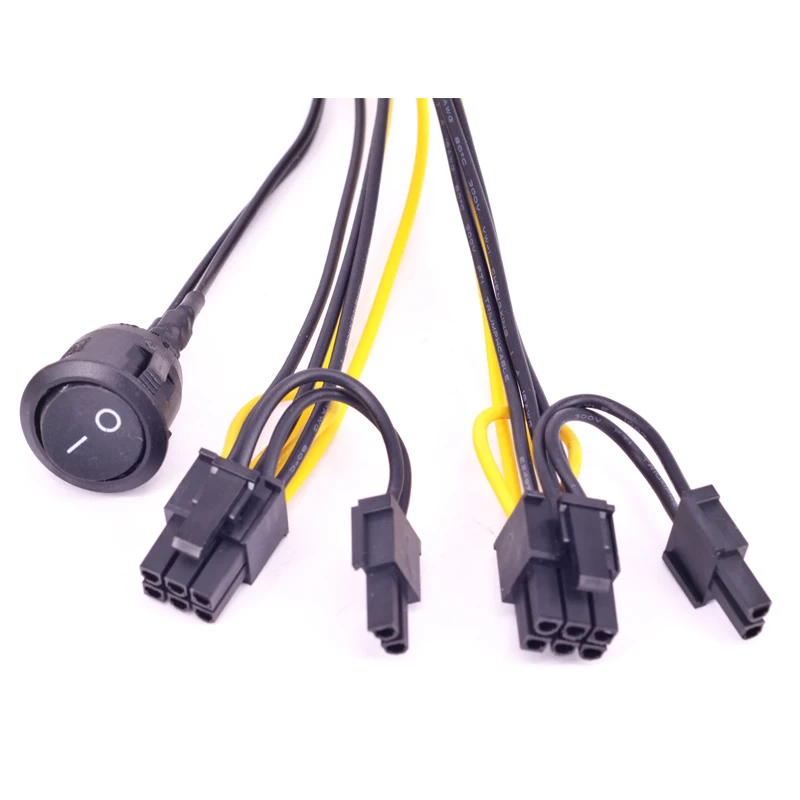 PSU 24 Pin к двойному 6 + 2 8 с переключателем ВКЛ./ВЫКЛ. Кабель питания PCIe 6Pin папа мама