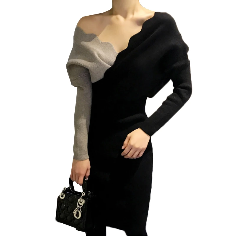 Новое летнее платье Женский вязаный свитер OL Повседневные платья с длинным