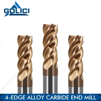 gdlici hrc65 large feed milling cutter 4 flutes tungsten carbide end mill cnc router bit milling tools for copper soft materials