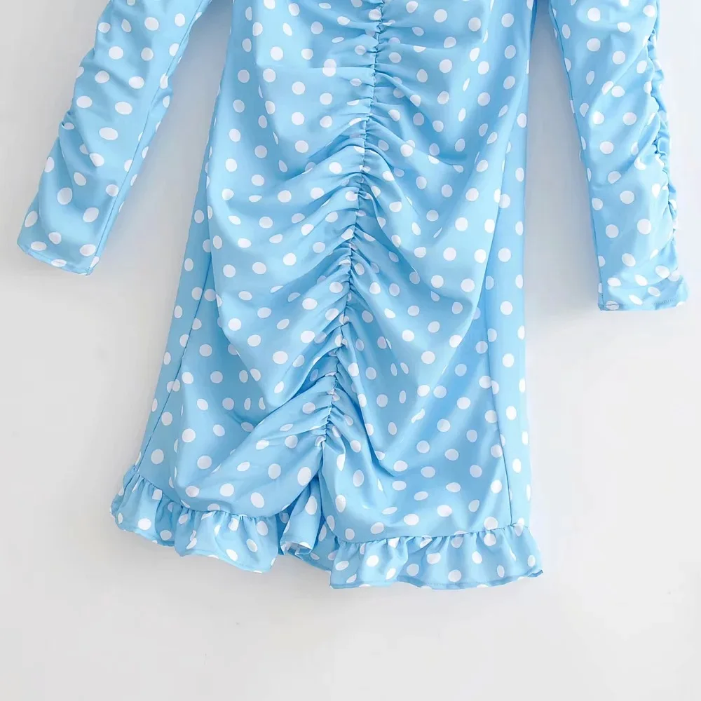 Женские вечерние платья с принтом в горошек облегающие длинными рукавами