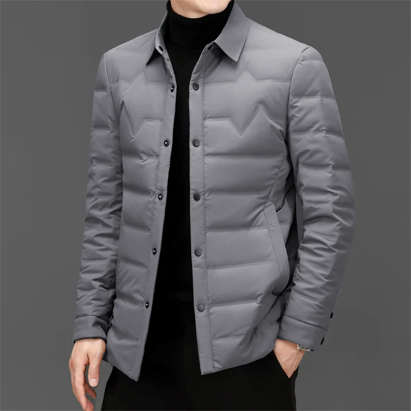 

Winter New 90% White Duck Down Blazers Jacket Black Gray Classic Business Casual Male Suit Coat Thicken Keep Warm Puffer Jacket
