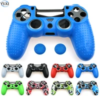 yuxi anti slip silicone cover skin for dualshock 4 ps4 pro slim controller rubber case and thumb grips caps for playstation 4