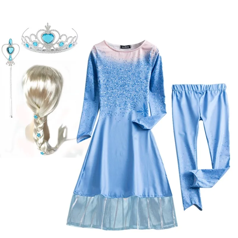 Платье принцессы Анны для девочек Рождественские вечерние платья Эльзы Снежной