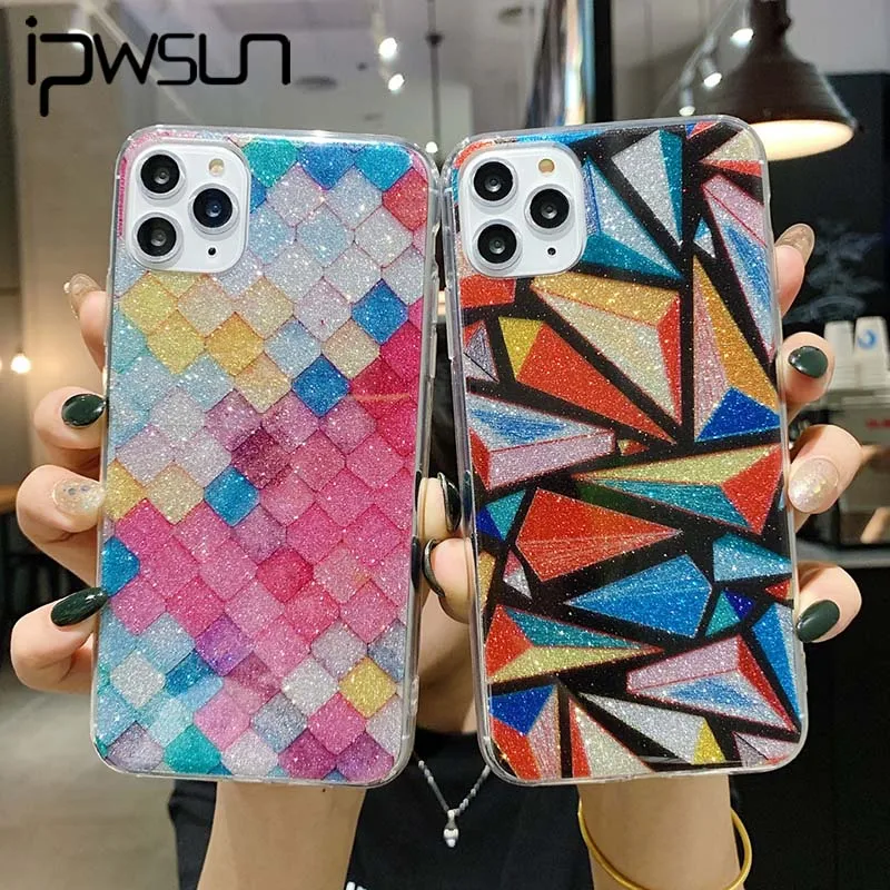 IPWSOO многоцветный Блестящий блестящий чехол для телефона iPhone 11 Pro X XS XR Xs Max цветной