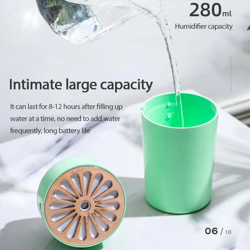 Портативный 280ml увлажнитель USB Радужная чашка яркий распылитель прохладный туман