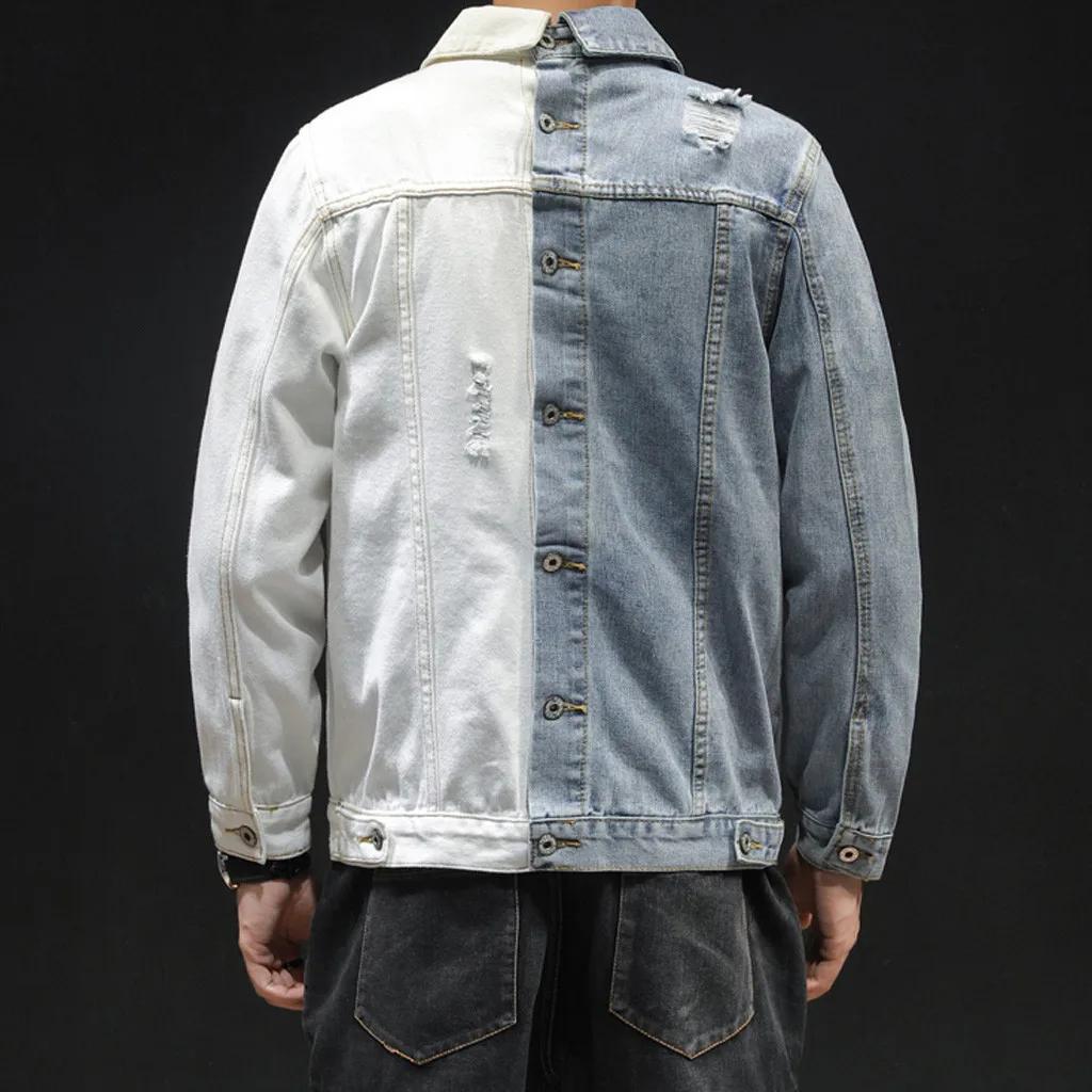 Мужские повседневные куртки пальто осенне-зимние лоскутные с воротником под