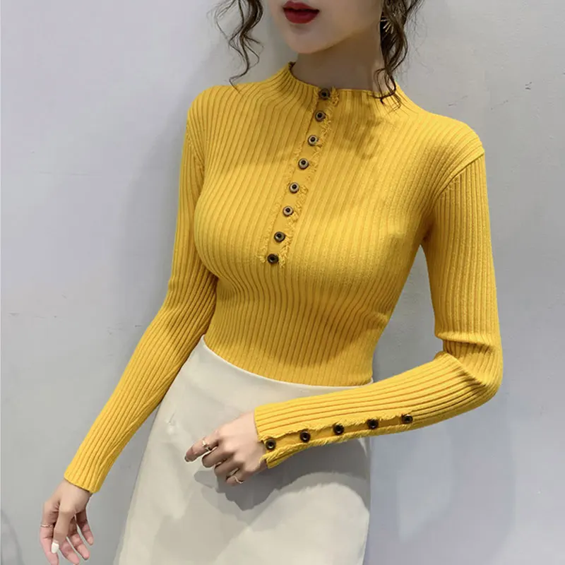 

Women Sexy Bodycon Solid Slim Thick Sweaters Pullover Half Turtleneck Basic Casual Bottoming Knit Jumpers 2020 Autumn Winter