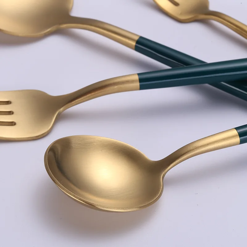 

White Gold Cutlery Set Matte Tableware Set Dining Spoon Fork Knife Chopsticks Set 304Stainless Steel Dinnerware Set Coffee Spoon