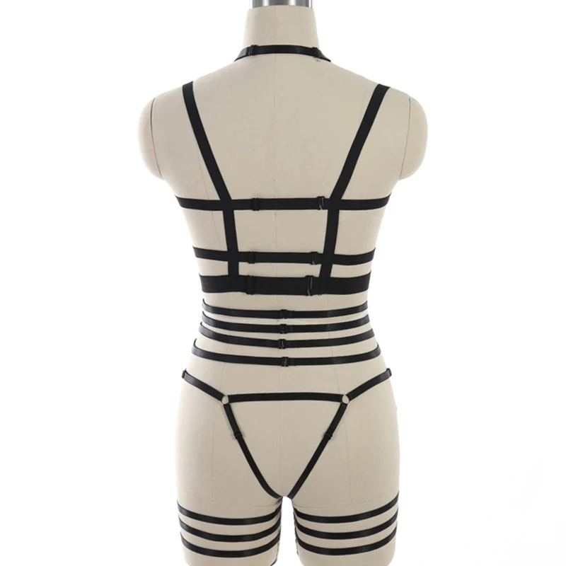 Gothic ladies sexy lingerie set, lace top, bondage set, waist gothic shorts, bra, belt