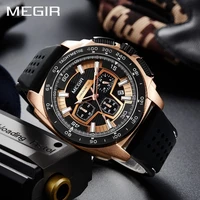 megir 2022 fashion new mens luxury personality quartz watches silicone waterproof men watch multifunction chronograph 2056g