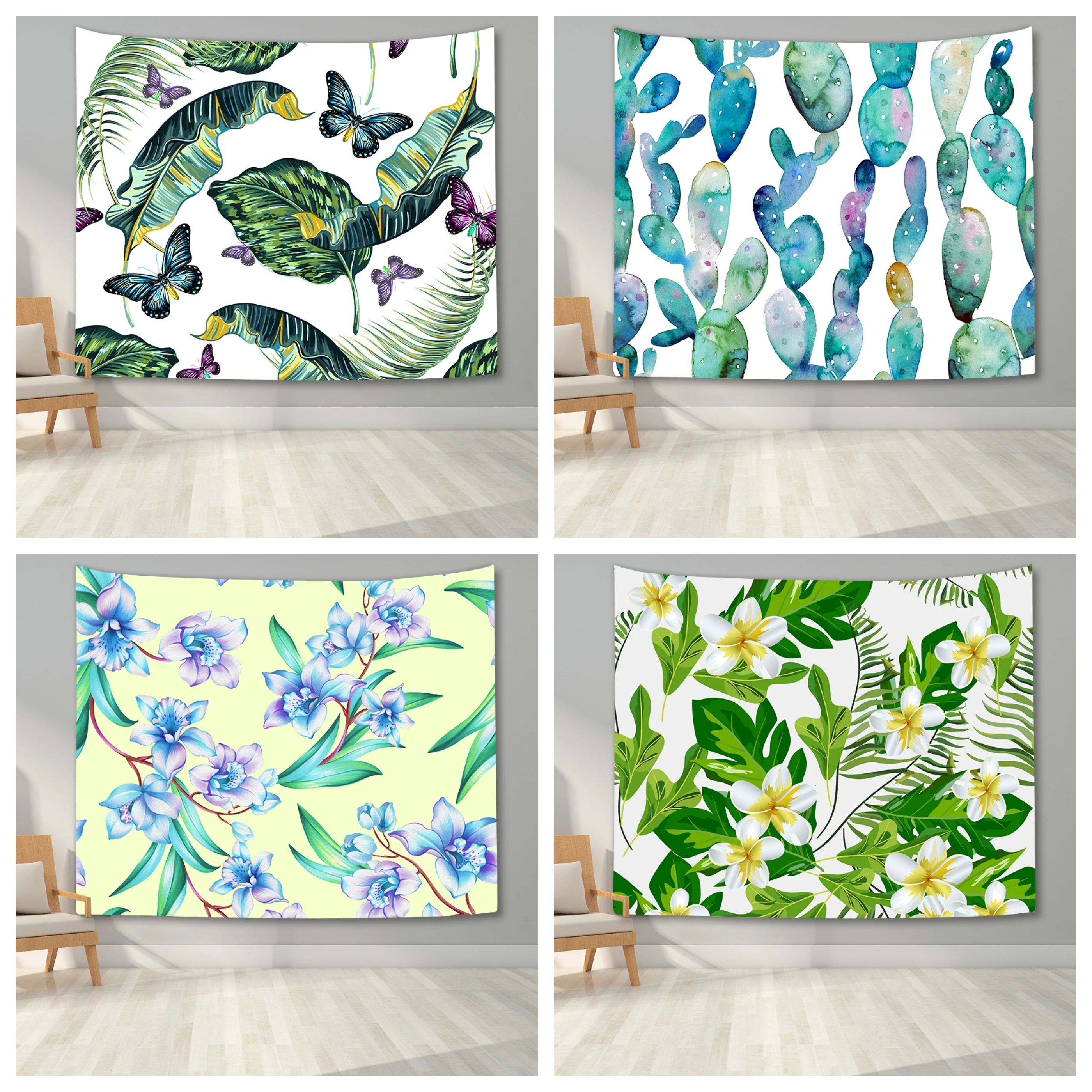 Цветочный гобелен с растениями настенное художественное подвесное одеяло для