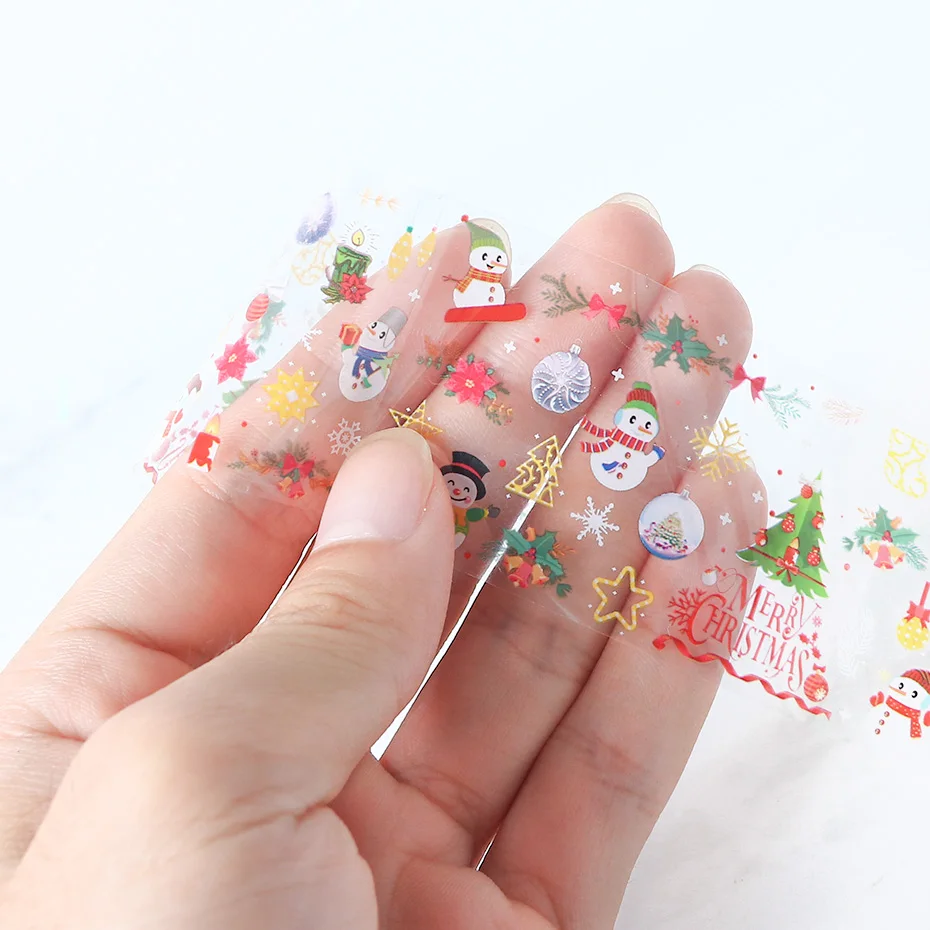 10 шт рождественские украшения на ногти DIY переводные наклейки из фольги для ногтей Снеговик Лось клейкие обертывания для новогоднего маникюра LAMC01-1