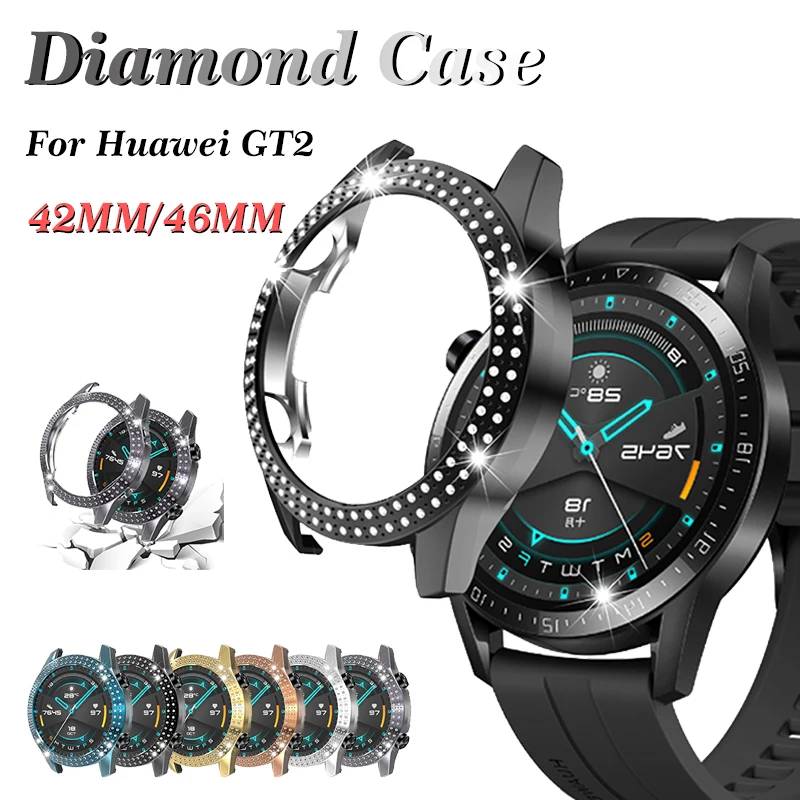 

New Double Row Diamond Case for Huawei GT 2 46mm PC Watch Case for Huawei GT2 42mm Women Watch Case