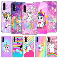 lovely cartoon unicorn phone case for huawei p50 p10 p20 p30 p40 pro cover mate 40 30 20 10 lite capa shell