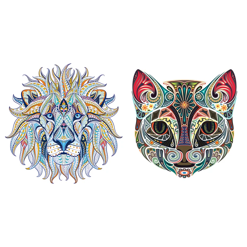 Цифровые нашивки с изображением кота и Льва термотрансферные наклейки