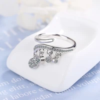 womens fashion shiny crystal rings aaa zirconia creative tassel finger ring simple style opening design wedding ring accessory