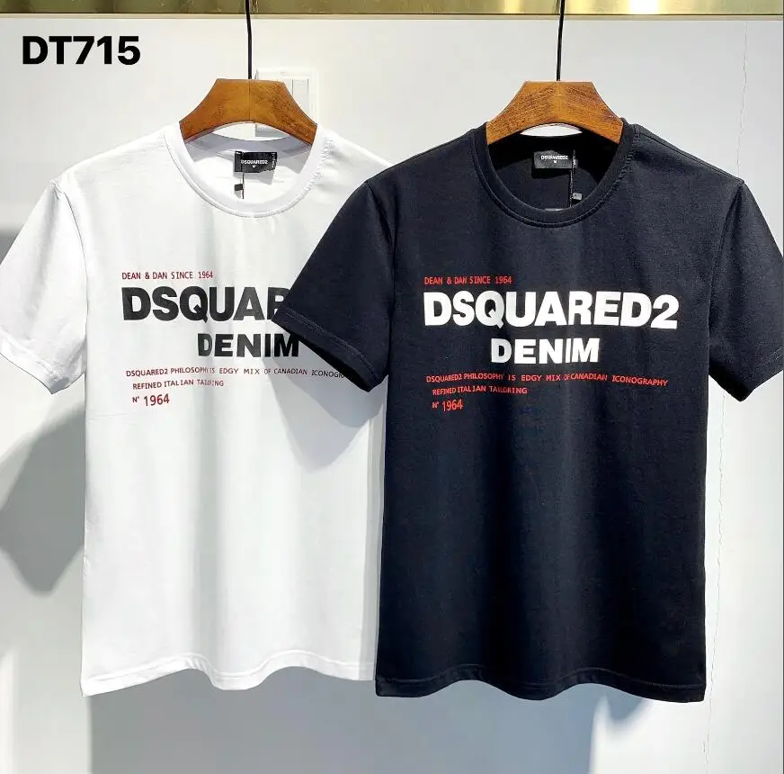 

New Dsquared2 letter print round neck short s leeve, men's and women's cotton T-shirt DT715