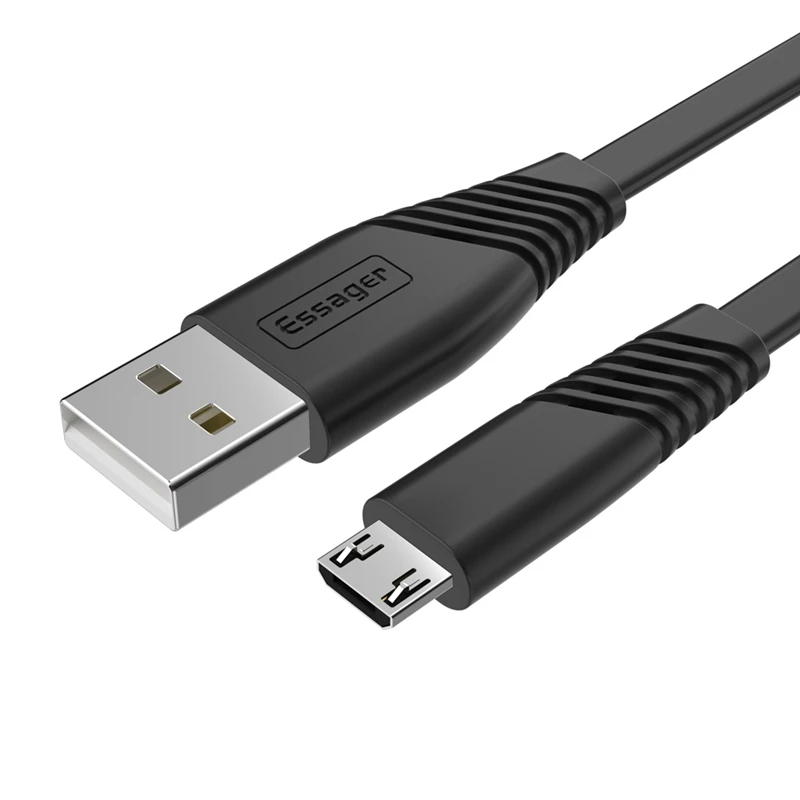 Essager Mini Usb кабель 2.4A Быстрая Зарядка Кабели для сотового телефона плоский