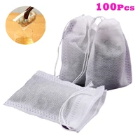 100pcslot disposable tea bag empty tea bags with string heal seal filter paper for herb loose tea 5 5 x 7cm teabags