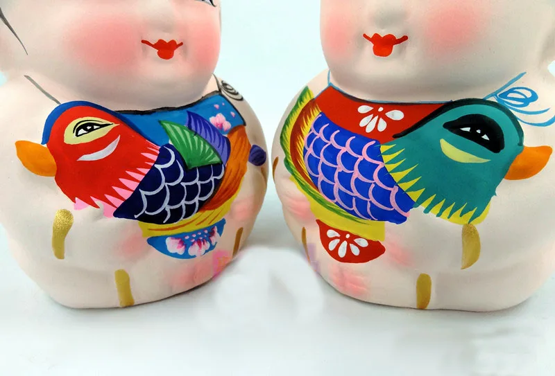 1 пара глиняных фигурок свадебный подарок Fu Art Craft Da A изысканный красивый
