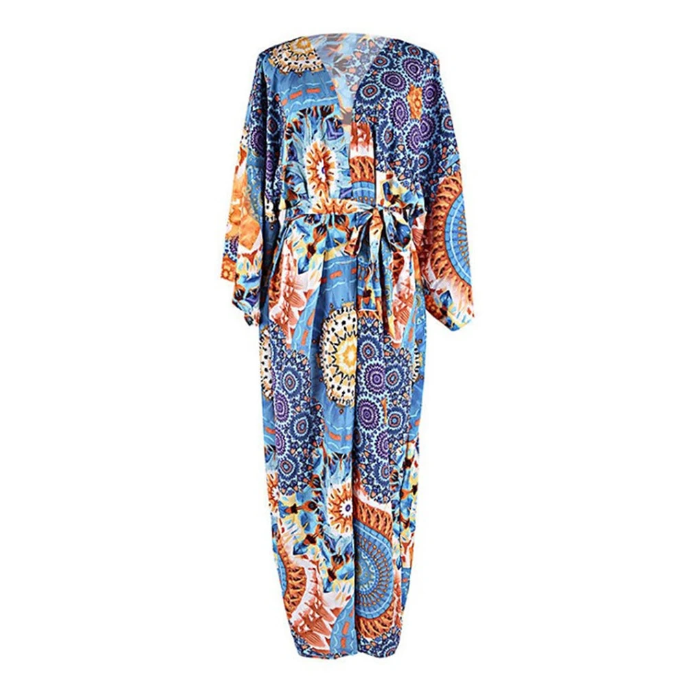 

Polyester Printed Sexy Beach Cardigan Holiday Sunscreen Bikini Outer Blouse Women Summer Beachwear 2021New