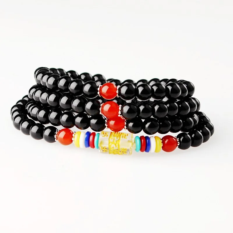 Тибетский буддистский браслет с бусинами и мантрой из шести символов женское