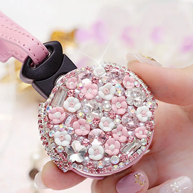 Роскошный Бриллиантовый цветок брелок для ключей автомобиля чехол защитный