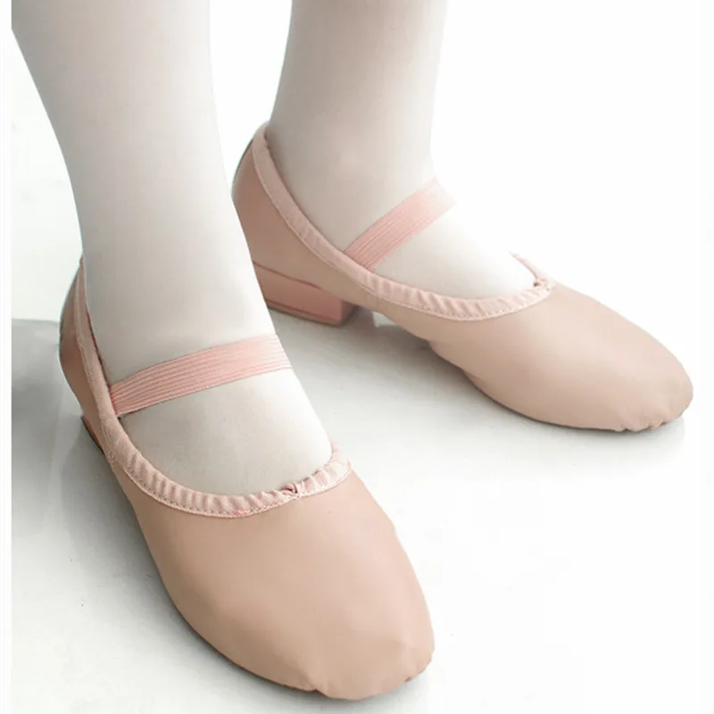 Балетки на каблуке для взрослых танцев женщин и девочек из мягкой кожи латинских