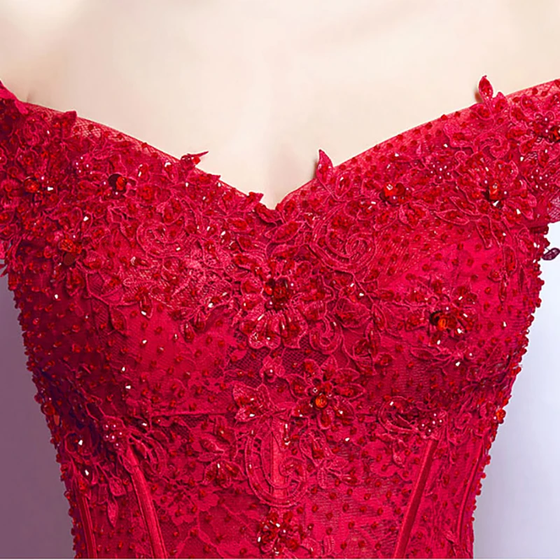 

Evening Dress Illusion V-Neck Embroidery Beading Sequined Lace Tulle Off The Shoulder Floor-Length A-Line Lady Formal Gown TS668