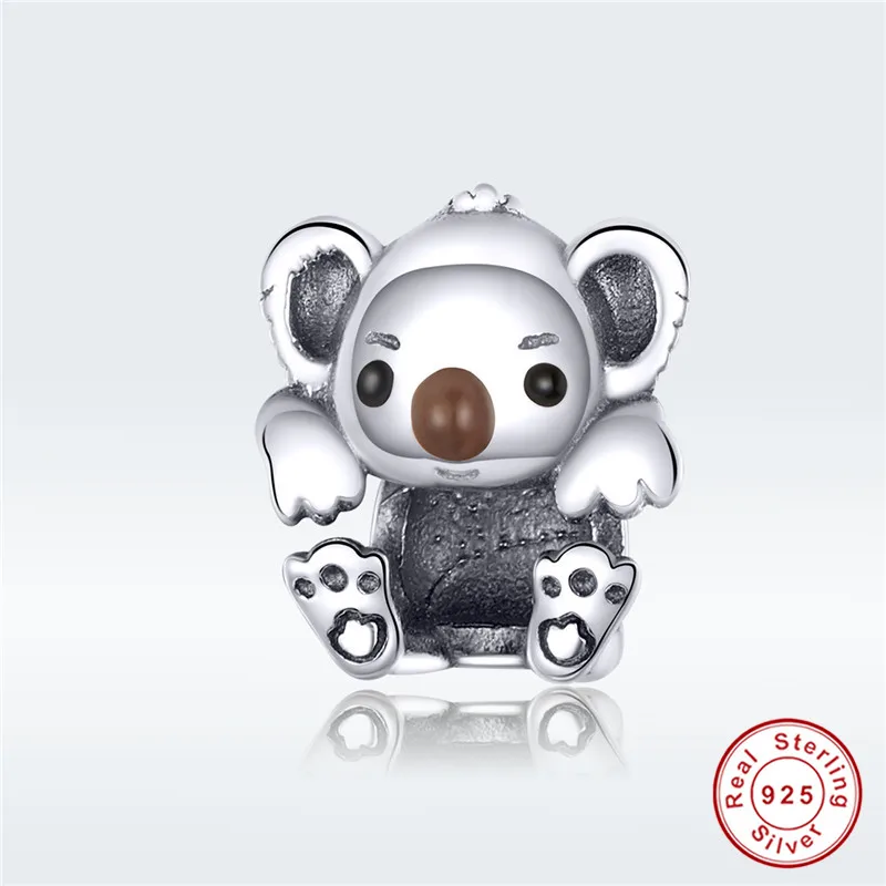 Fit Pandora браслет 925 стерлингового серебра милый ребенок коала бусины S925 DIY Тропическое Дерево животных Подвески для изготовления ювелирных изделий