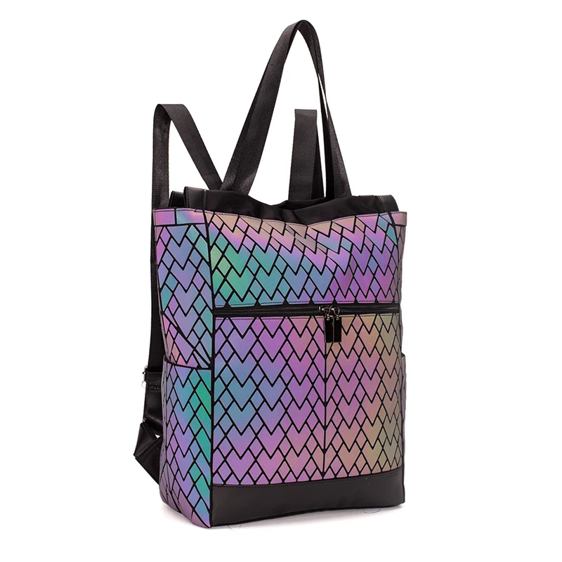 Для мужчин 15 дюймового ноутбука Рюкзаки голографическая Геометрическая мульти-функциональный рюкзак с отражающими вставками женская школьная сумка, рюкзак для путешествий - Цвет: C