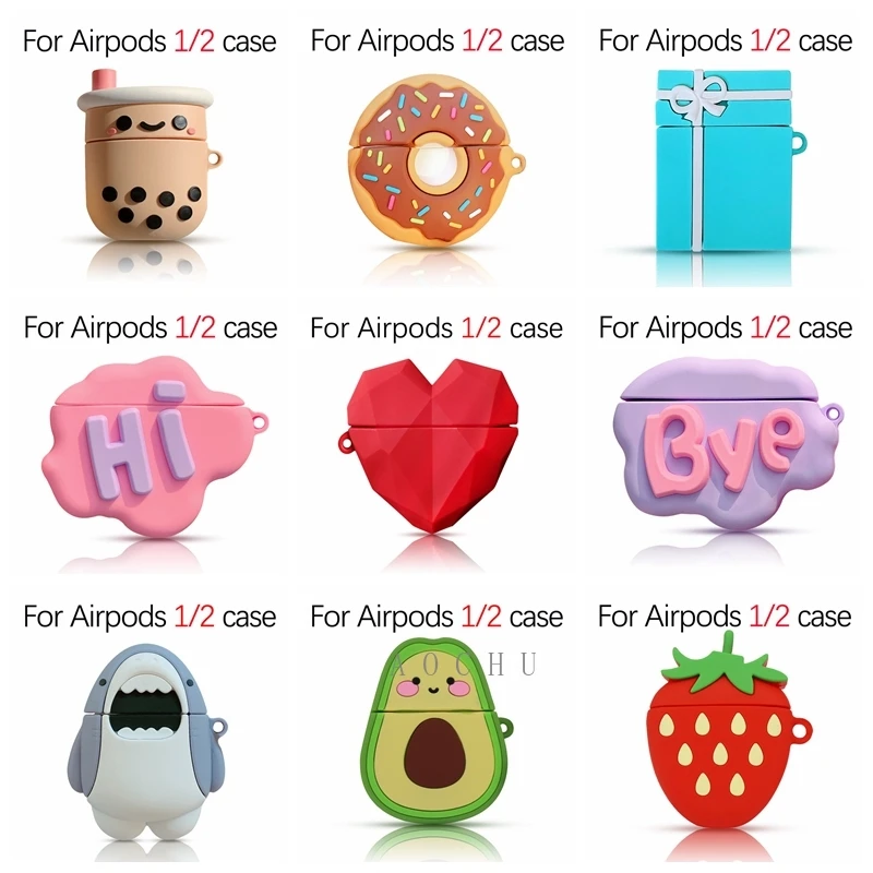 Чехол для наушников AirPods 1 2 pro мягкий силиконовый чехол с милым сердцем авокадо
