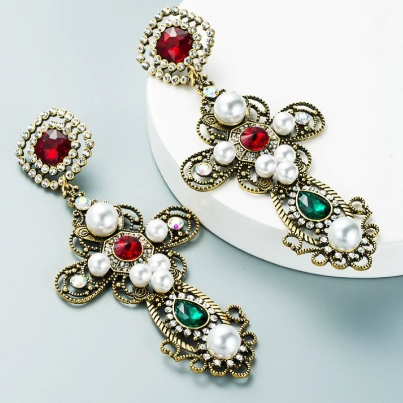 

Personality Exaggerated Hollowed Cross Retro Earrings Accessories