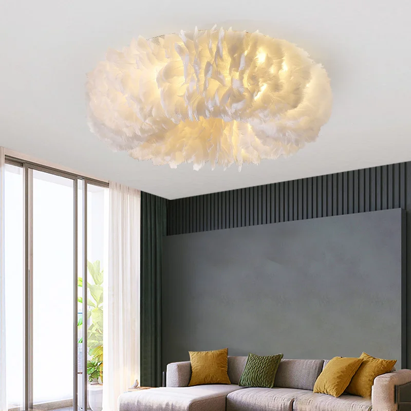 Светодиодные потолочные светильники в скандинавском стиле с перьями креативные