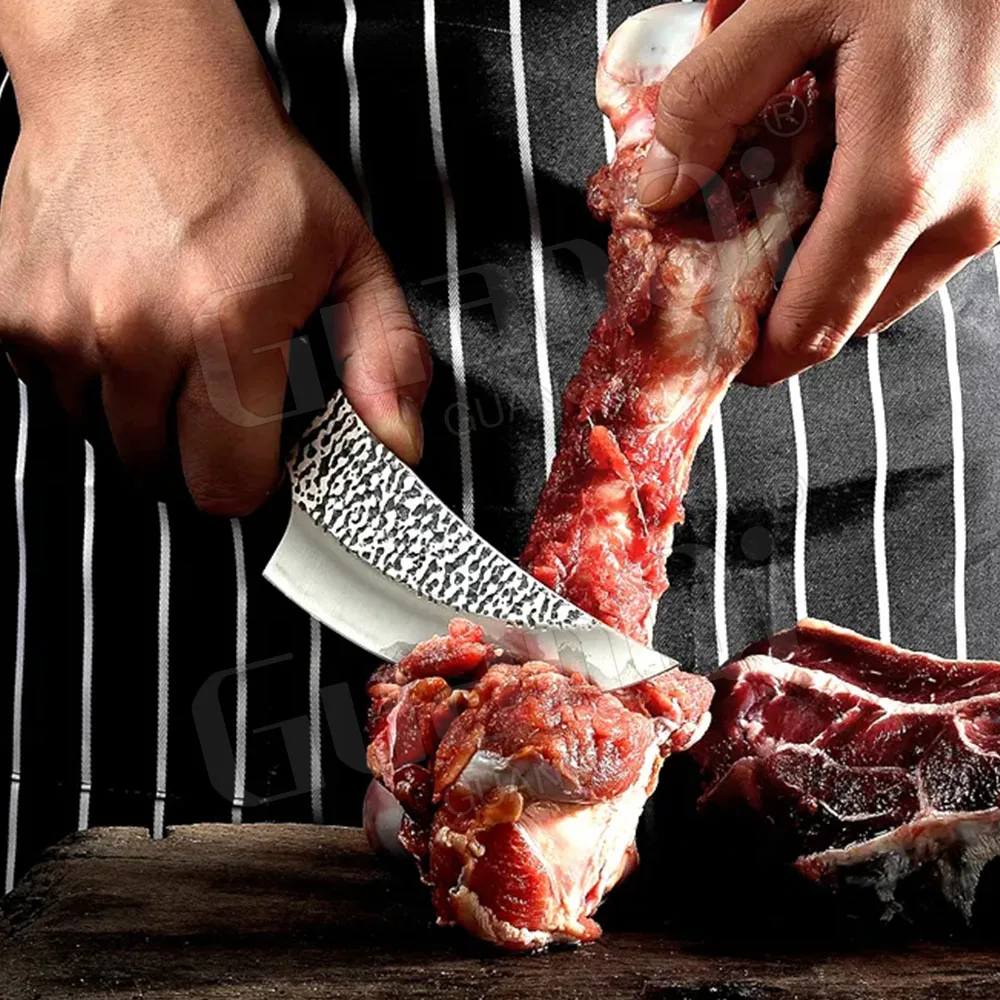 Кованый кухонный нож ручной работы из нержавеющей стали с деревянной ручкой