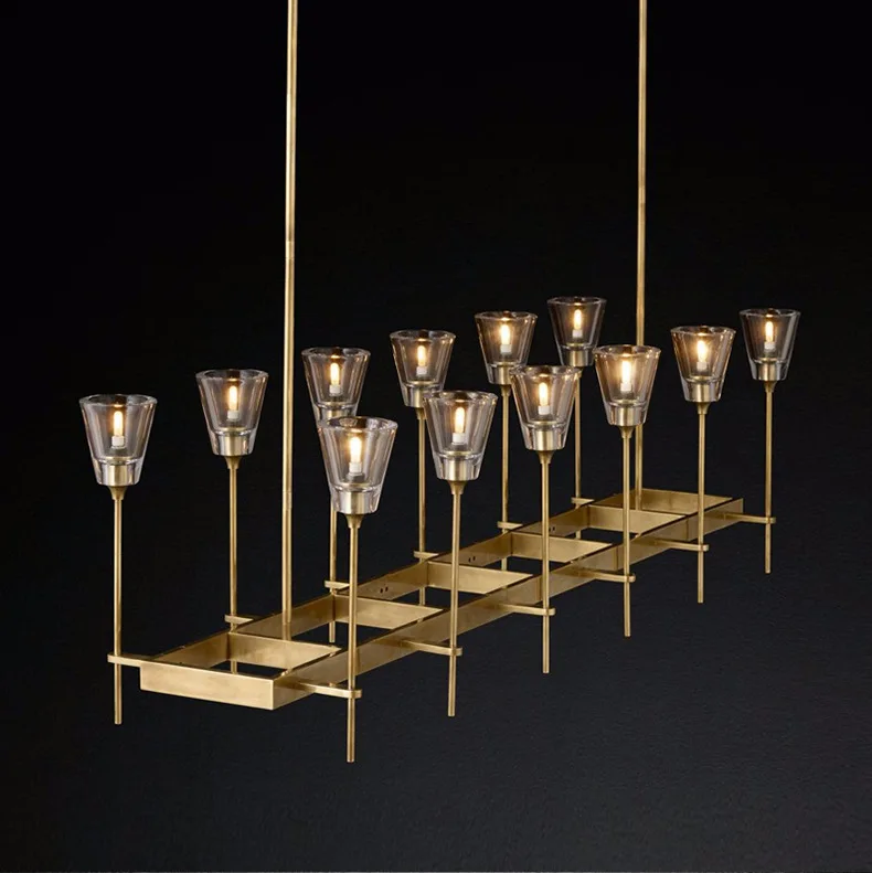RH all copper post-modern chandelier simple beauty luxury designer model room living dining study bedroom villa lamps | Лампы и