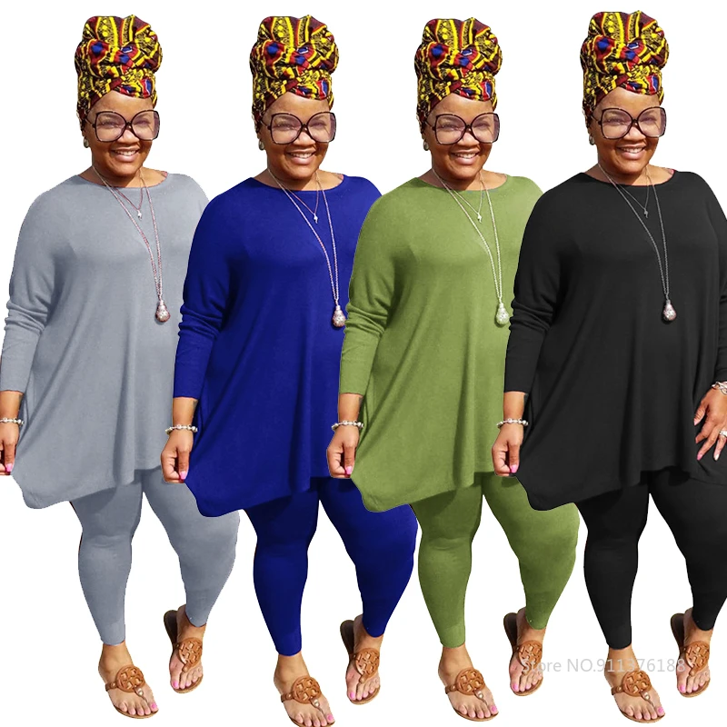 

Two Piece Outfits for Women Plus Size Casual Long Sleeve Pullovers Tops and Pants Leggings Sets Sweatsuit Wholesale Dropshipping
