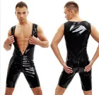 Боди мужское из ПВХ и кожи, комбинезон с молнией до промежности, фетиш, латексная Клубная одежда