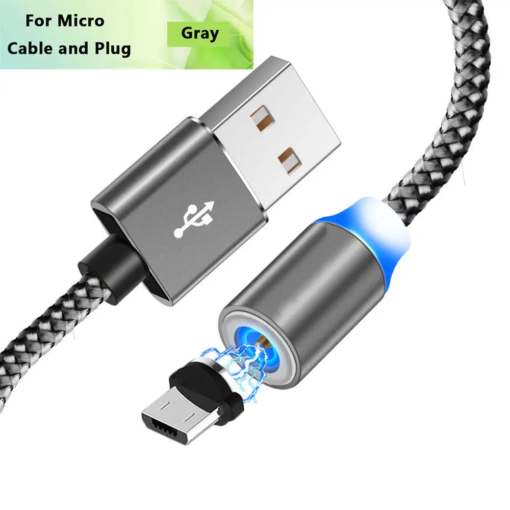 Магнитный Micro-USB кабель для передачи данных для iPhone 11 samsung для быстрой зарядки и передачи данных провод шнур магнит Зарядное устройство Тип usb C 3 м кабель для мобильного телефона - Цвет: For Micro Gray