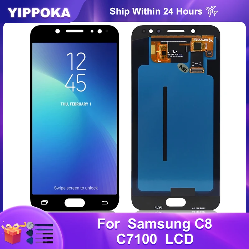 Super AMOLED для Samsung Galaxy C8 дисплей C7100 ЖК-дисплей сенсорный экран дигитайзер Запасные