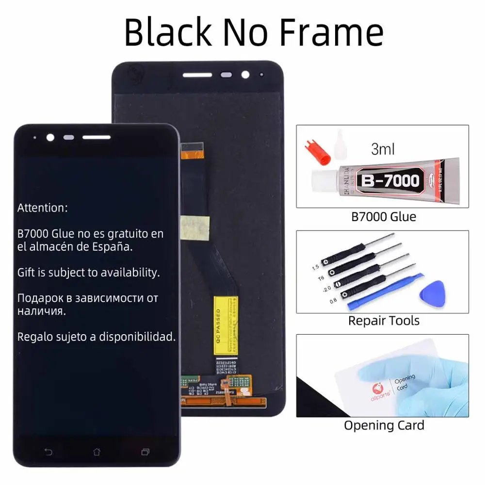 No Frame Black AMOLED Дисплей для ASUS Zenfone 3 Zoom ZE553KL LCD в сборе с тачскрином 5.5" черный белый золотой - Цвет: No Frame Black