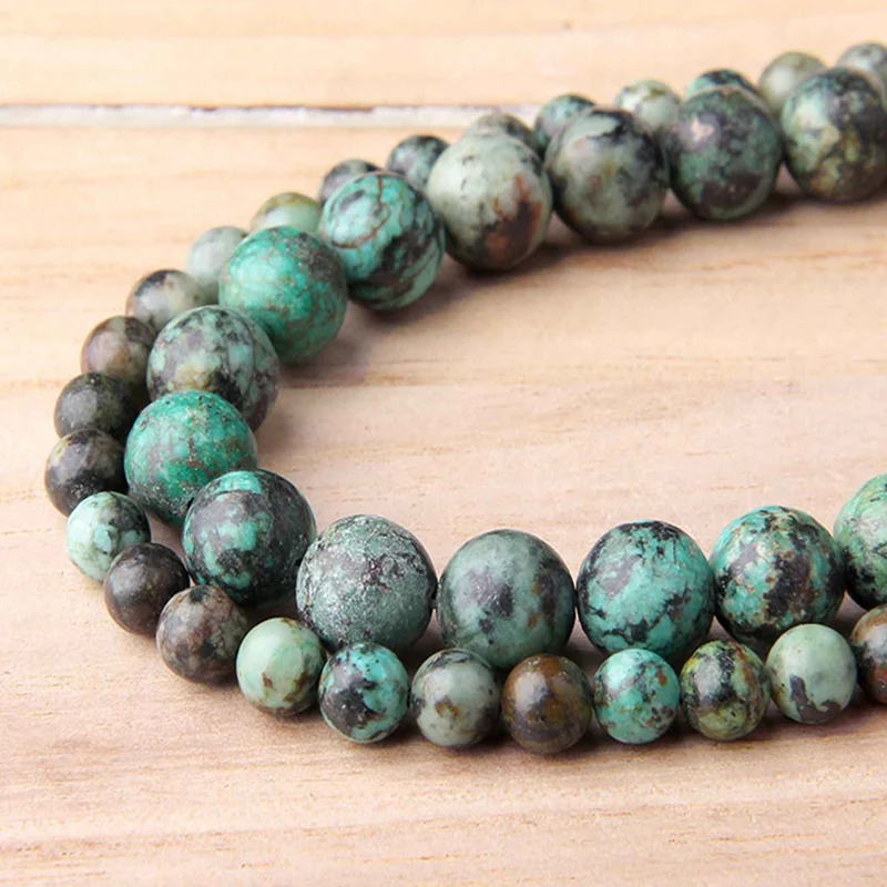 Натуральный Зеленый Африканский Бирюзовый Камень круглые бусины насыпью