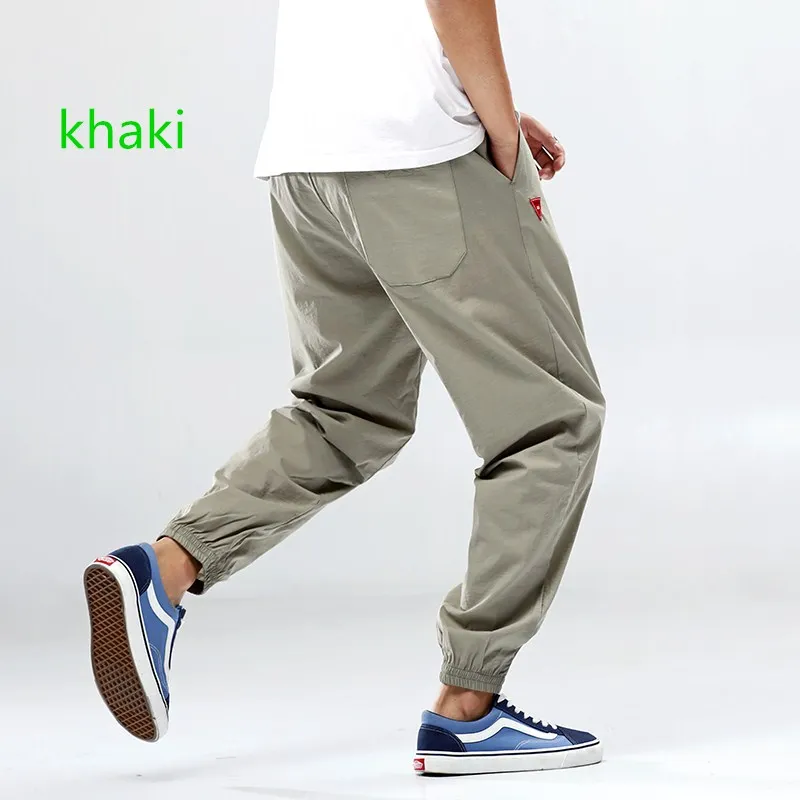 Мужские хлопковые льняные бегунов черные Брендовые мужские брюки Harajuku для