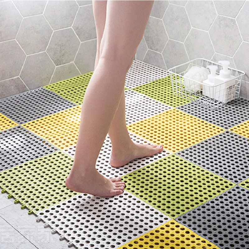 

Creative Splicing Nonslip Bathroom Mat Extra Soft TPE Shower Mat with Strong Suction Cups DIY Free Combination Toilet Floor Mat