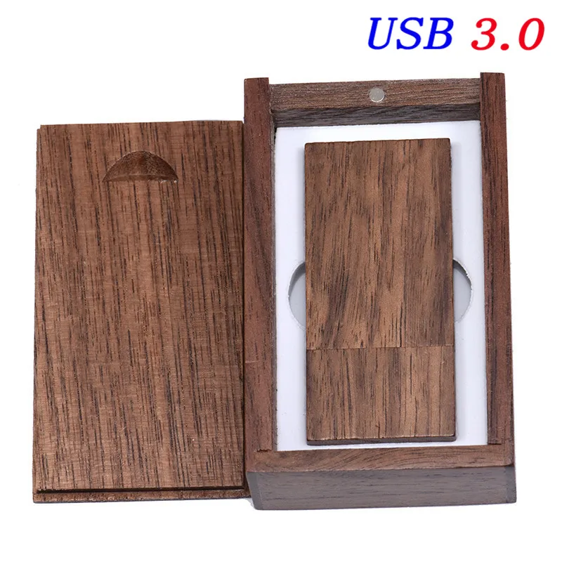 SHANDIAN USB 3,0 деревянный usb с коробкой USB флеш-накопитель ручка драйвер деревянные чипы pendrive 4 ГБ 8 ГБ 16 г 32 Гб 64 Гб креативный персональный логотип - Цвет: Walnut with box