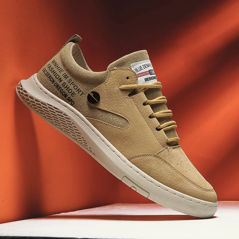 

Welt Stitching Men Casual Shoes Button Luxury Men Canvas Sneakers Shoes Man Trend Male Vulcanize Shoes