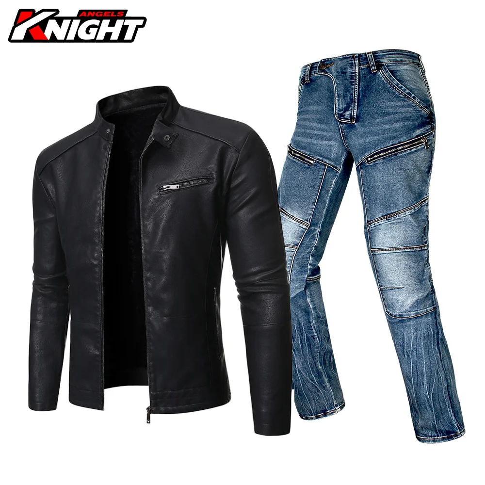 Байкерская кожаная куртка для мужчин мотоциклетная водонепроницаемая из